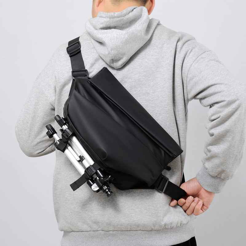 Men's Anti-Theft Waterproof Crossbody Sling Bag – Functional Motorcycle Chest Backpack with USB Charger Port