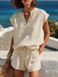 Women's Casual Resort-style Top And Shorts Set