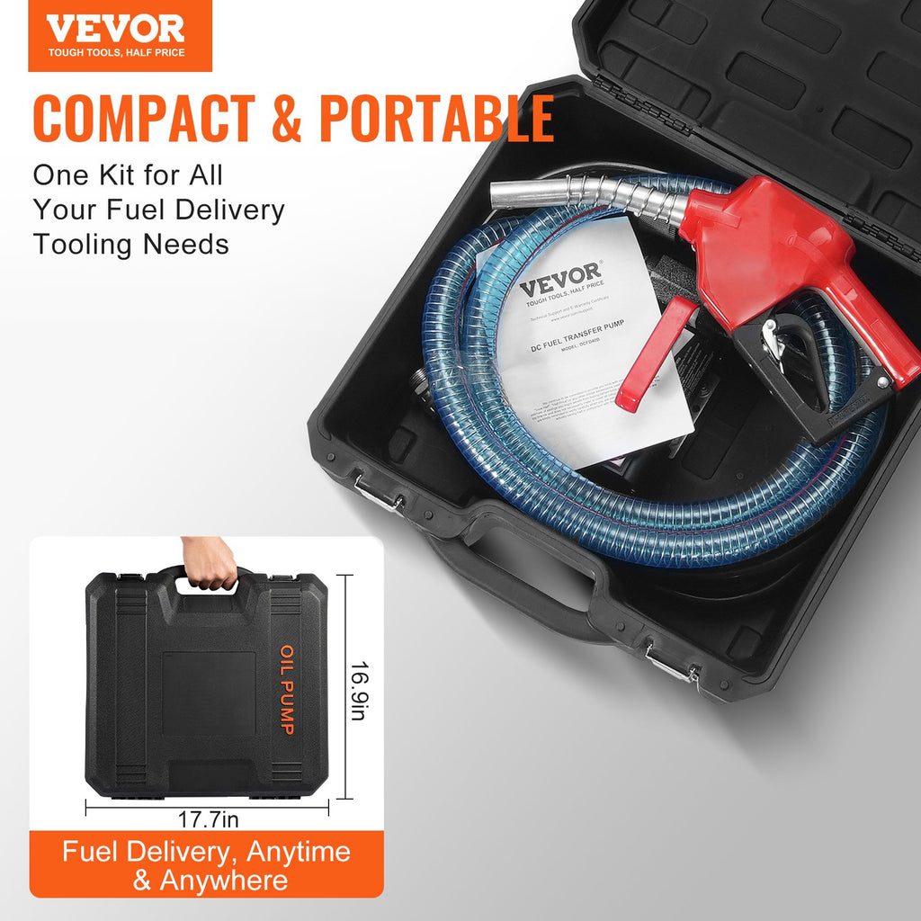 Fuel Transfer Pump 12V 10 GPM 1/4 HP Diesel Pump With Auto Fuel Nozzle and Carrying Case - Shop NCLC