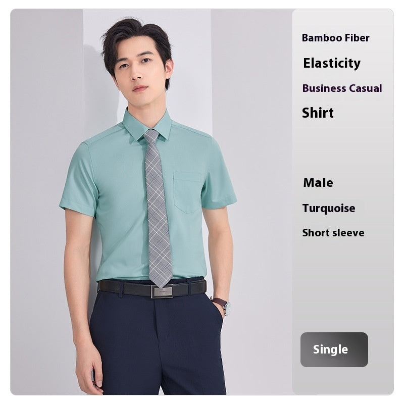 Bamboo Fiber White Shirt Men's and Women's Professional Short Sleeve - Shop NCLC