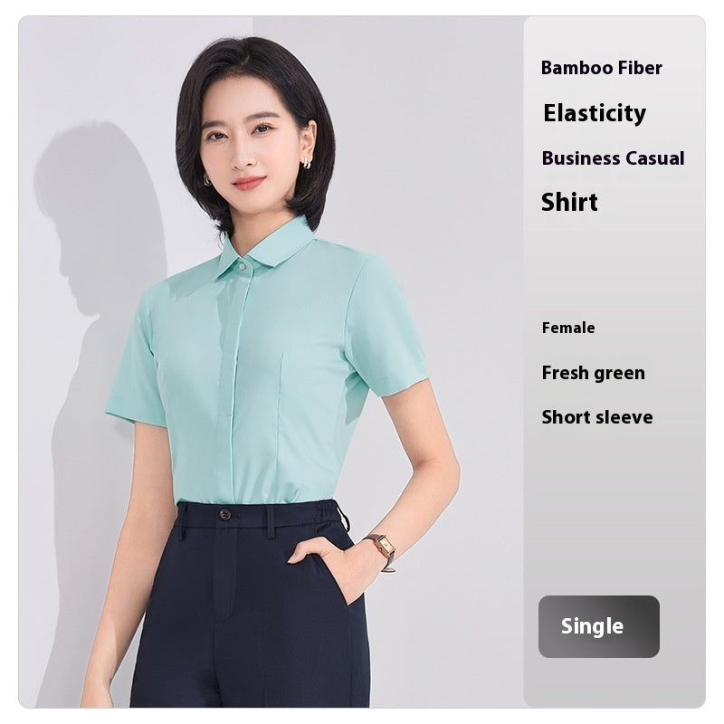 Bamboo Fiber White Shirt Men's and Women's Professional Short Sleeve - Shop NCLC