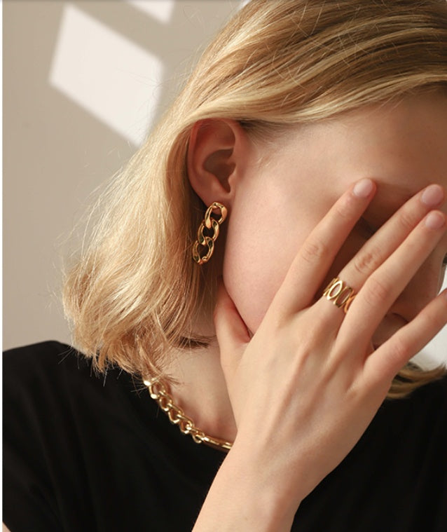 Metal Chain Earrings Circle Women's Cold Wind Simple - Shop NCLC