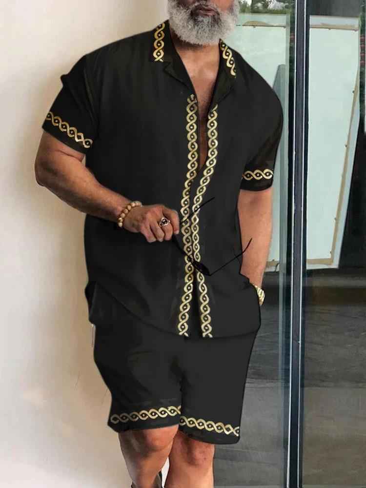 Men's Casual Beach Short-sleeved Shirt And Shorts Suit