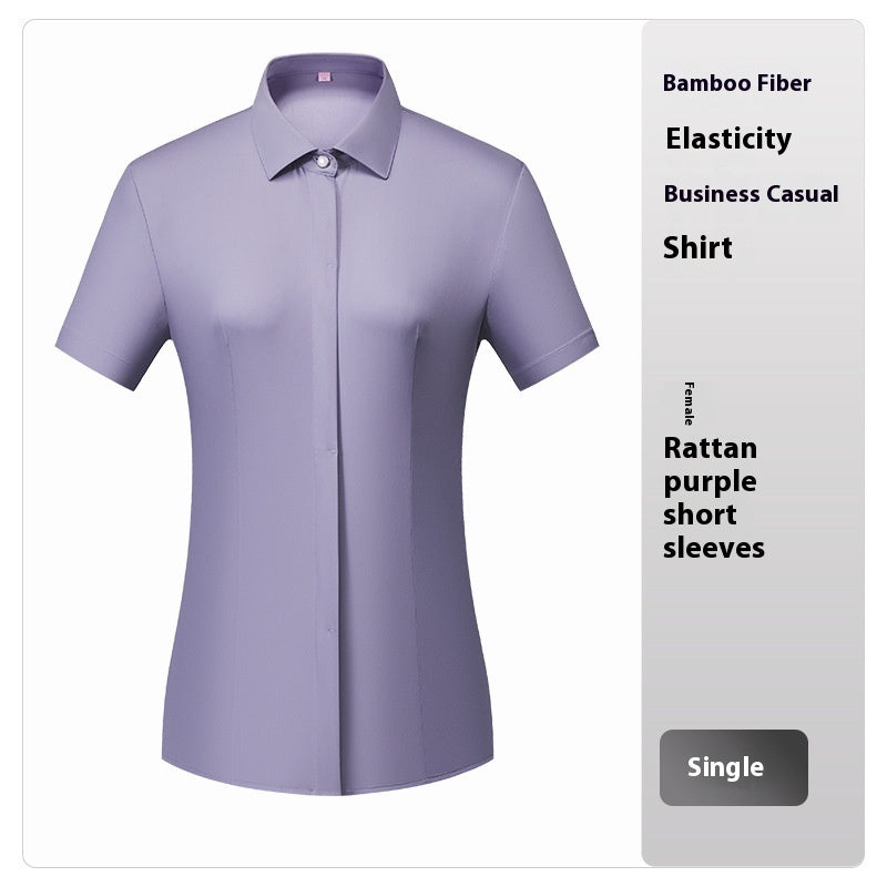 Bamboo Fiber White Shirt Men's and Women's Professional Short Sleeve - Shop NCLC