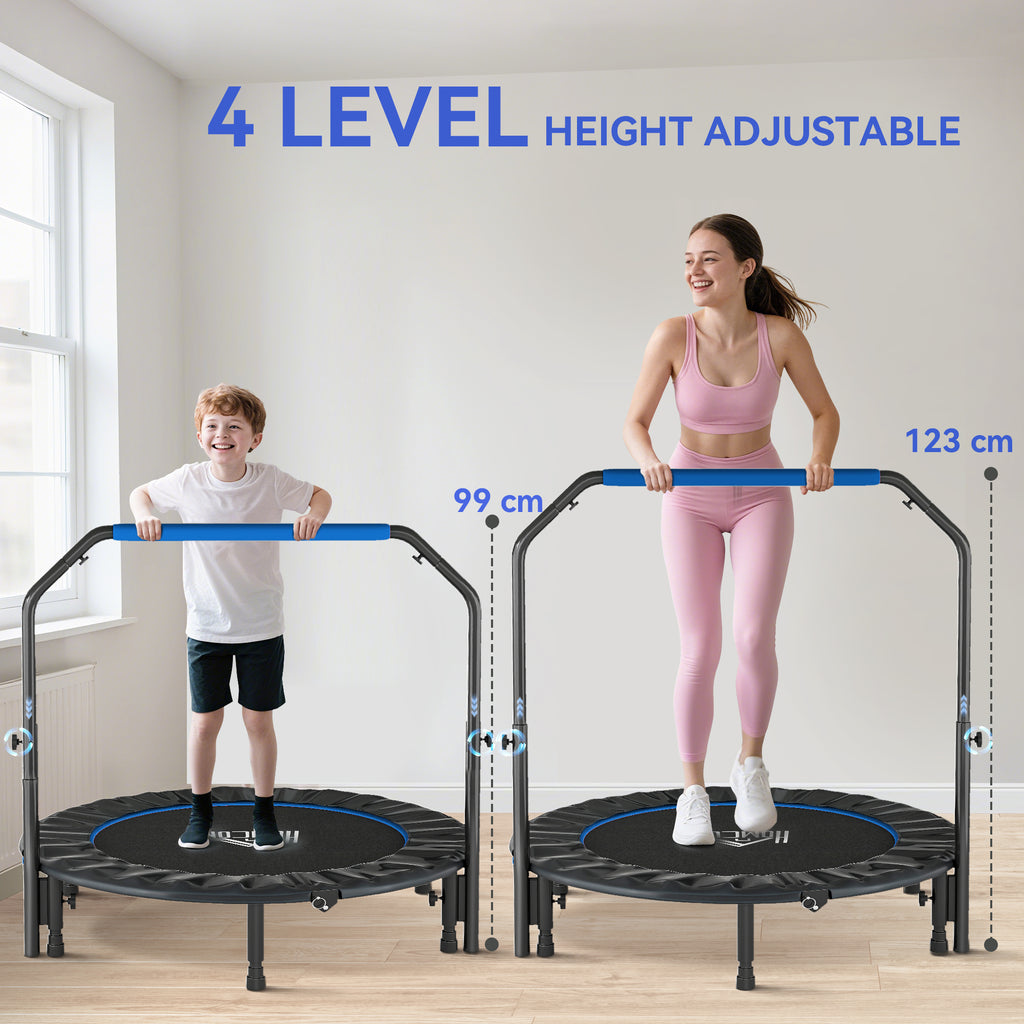 48" Foldable Mini Fitness Trampoline, With Adjustable Foam Handle, Blue - Shop NCLC