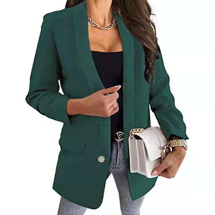 Women's Fashion Solid Color Lapel Button Slim Fit Blazer - Shop NCLC