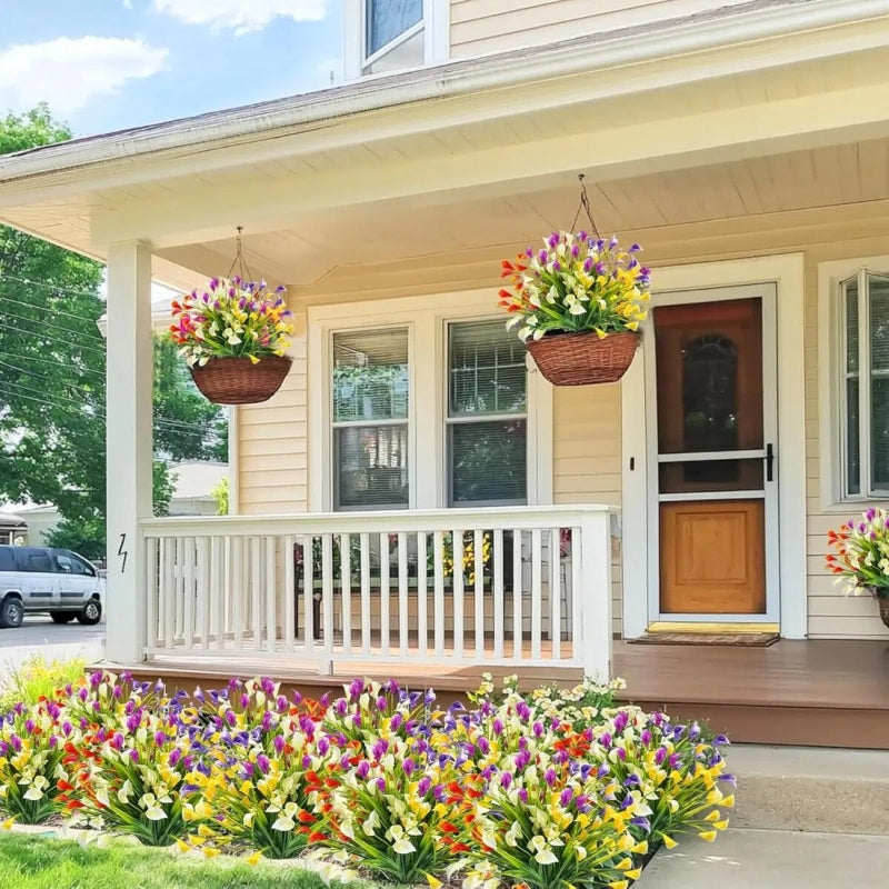 5 Bundles Artificial Calla Lilly Realistic UV Resistant Fake Flowers Artificial Plastic Long Stem Plants For Indoor Planter Home Porch Yard Spring Summer Cemetery Decor - Shop NCLC