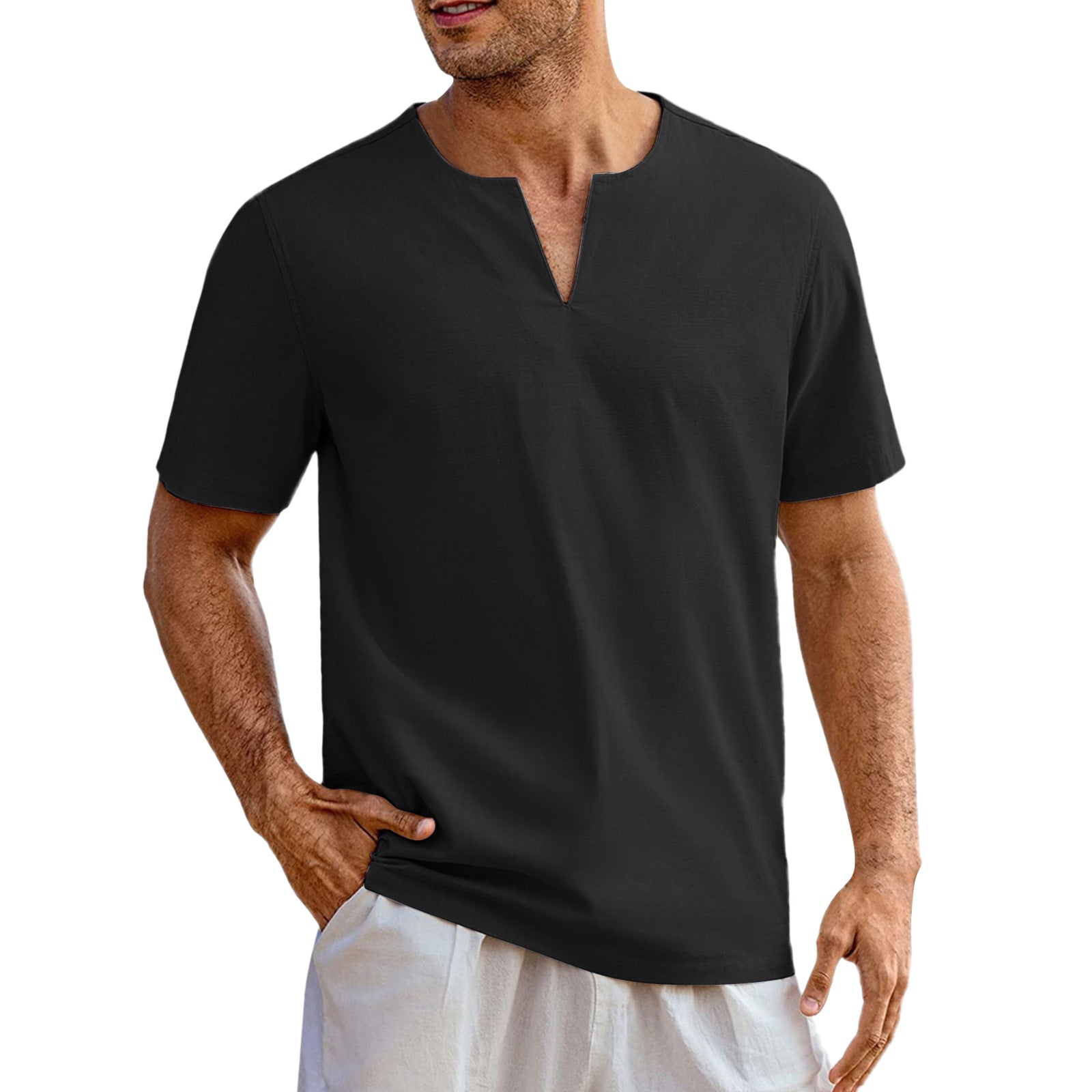 Men's Solid Color Short Sleeve Casual Shirt - Shop NCLC