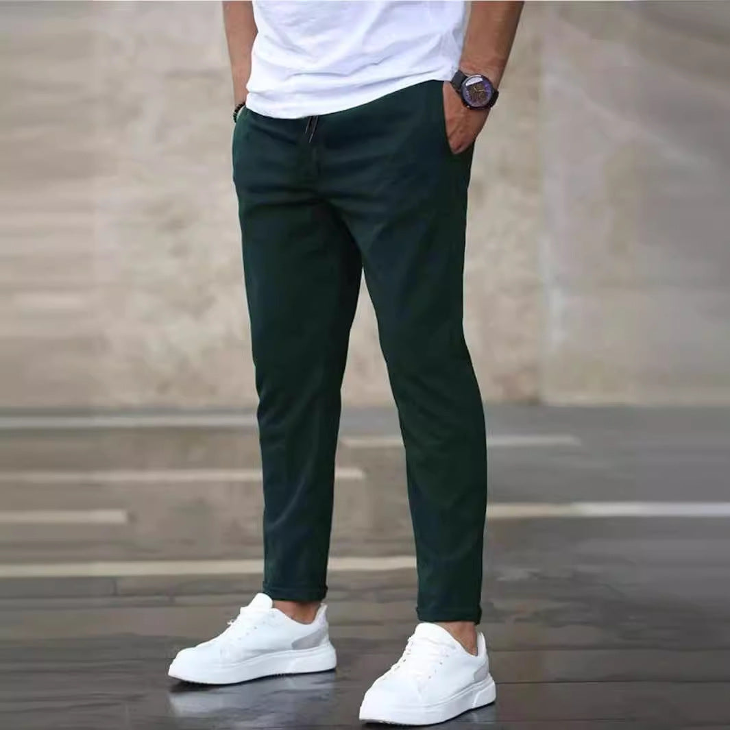 Men's Solid Color Casual Cropped Pants - Shop NCLC