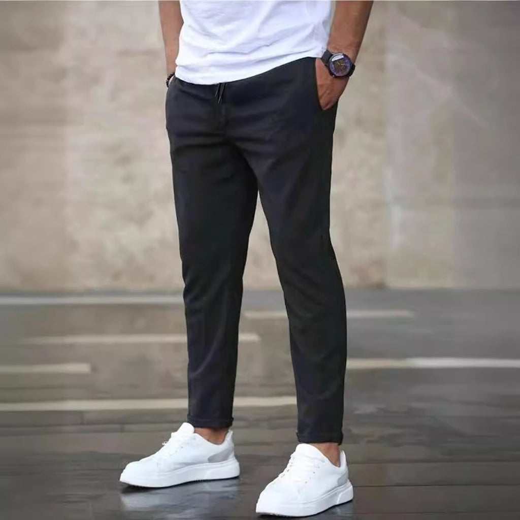 Men's Solid Color Casual Cropped Pants - Shop NCLC