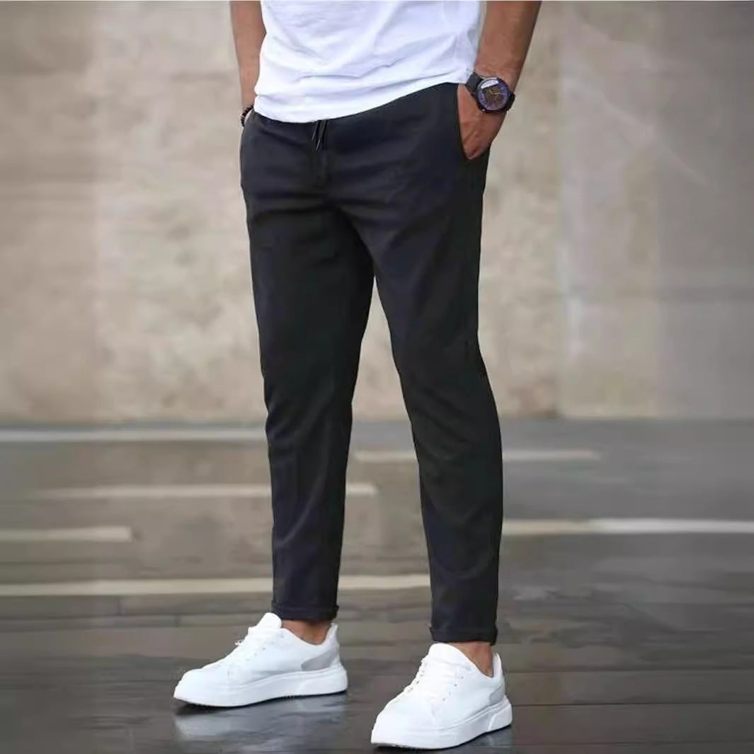 Men's Solid Color Casual Cropped Pants - Shop NCLC