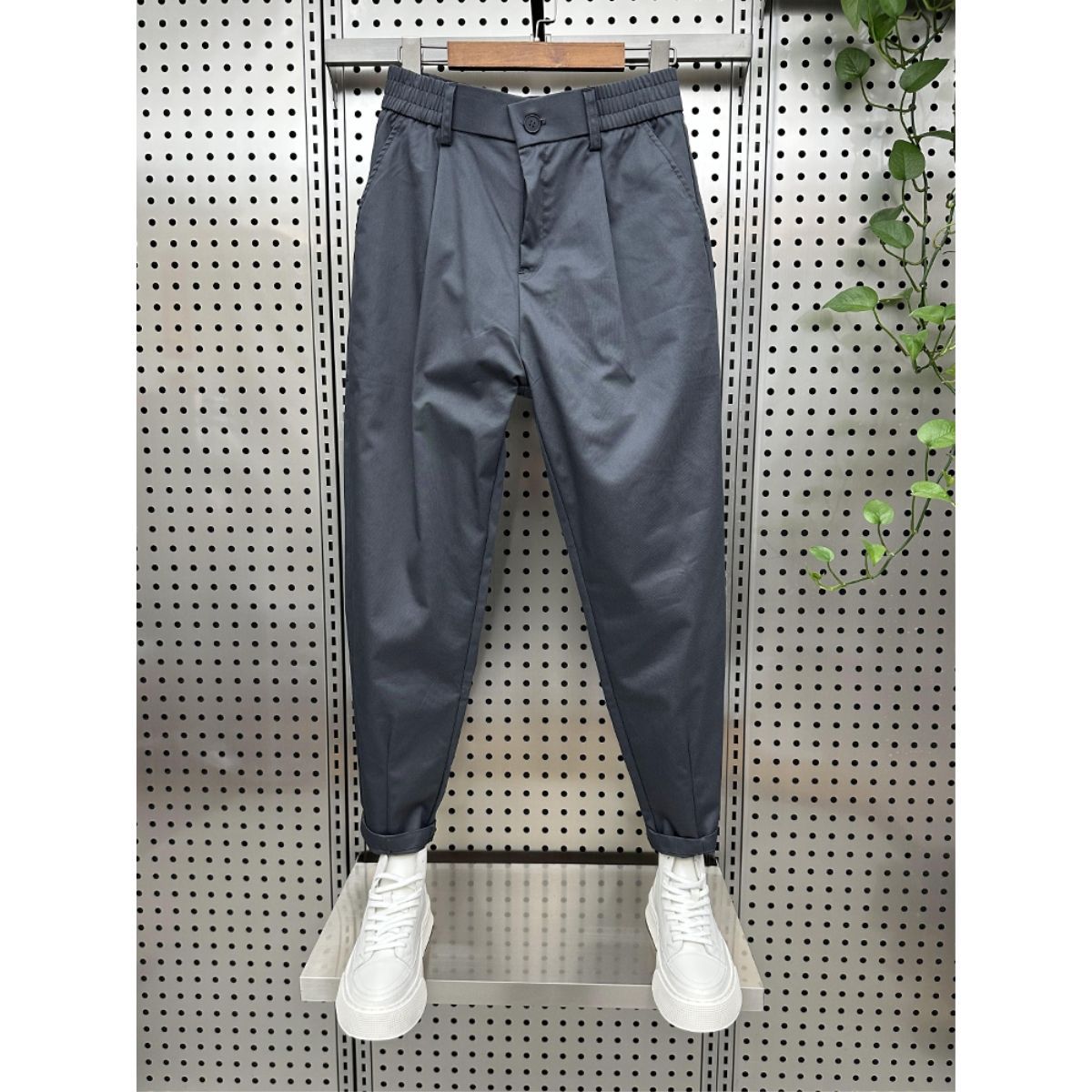 Mens Solid-Color Korean-Style Loose-Fit Versatile Casual Pants - Shop NCLC