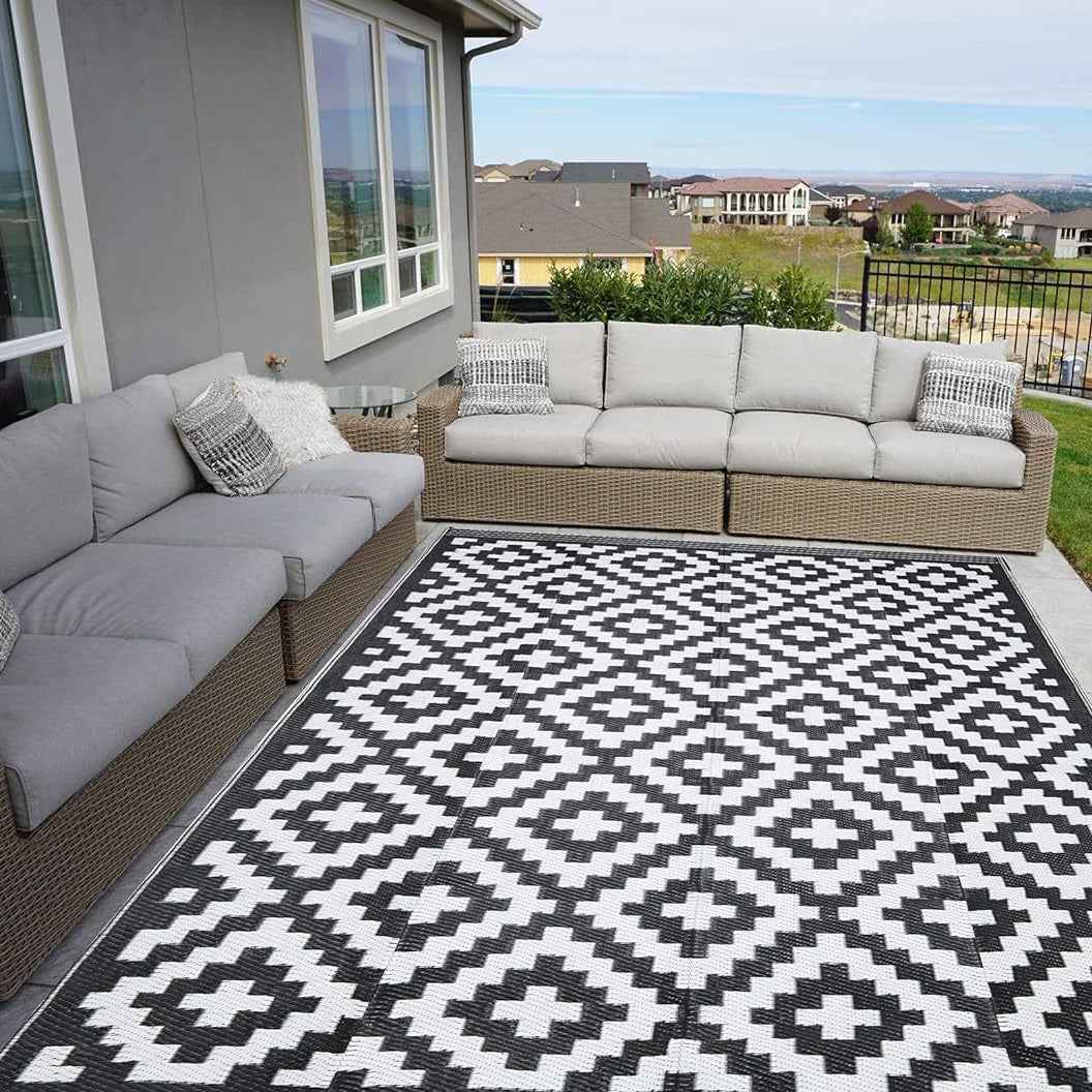 Reversible Waterproof Outdoor Rug | Plastic Straw Patio & RV Camping Mat | Foldable Area Carpet