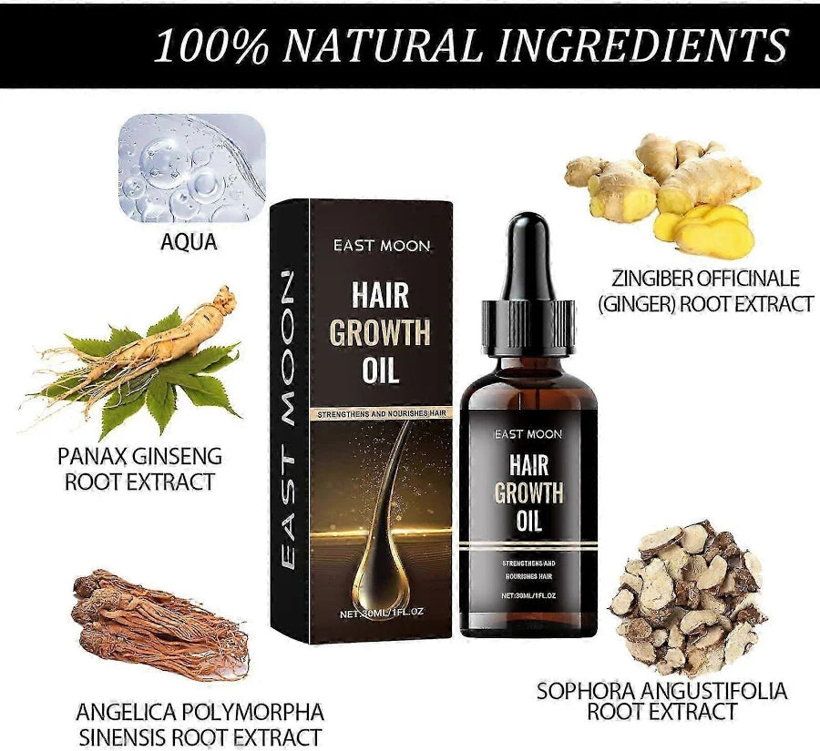East Moon Revitalize Hair Growth Oil with Ginseng & Herbs for Strong, Thick, Shiny Hair